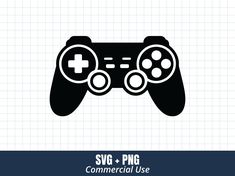 a black and white icon of a video game controller with the text svg - png commercial use