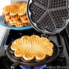 two waffles sitting on top of an electric stove