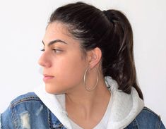 Silver Hoop Earrings, Delicate Hoop Earrings, #jewelry #earrings @EtsyMktgTool #jewelry #earrings #silverearrings #hoopearrings Fall Wedding Shoes, Silver Y Necklace, Minimalist Necklace Silver, Delicate Silver Necklace, Modern Hoop Earrings, Hoop Earrings Large, Large Silver Hoop Earrings, Minimalist Jewellery, Layered Necklaces Silver