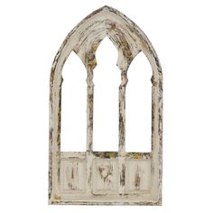 an old white wooden window frame on a white background