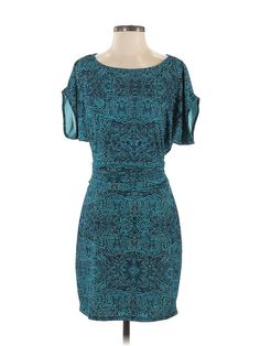 Ann Taylor Cocktail Dress Size: X-Small Teal Dresses - used. 95% POLYESTER, 5% SPANDEX, Sheath, Cold Shoulder, Paisley, Short, Short Sleeve | Ann Taylor Cocktail Dress - Sheath: Teal Paisley Dresses - Used - Size X-Small Petite Teal Cocktail, Teal Cocktail Dress, Teal Dresses, Paisley Dresses, Teal Dress, Paisley Dress, Ann Taylor, Cold Shoulder, Paisley