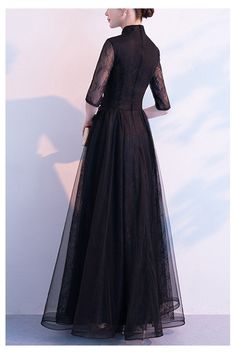 10% off now! special long black formal tulle evening dress with sheer sleeves online. Sheprom offers formal, party, casual & more style dresses to fit your special occasions. Elegant Tulle Maxi Dress For Banquet, Black Tulle Gown For Banquet, Black Evening Dress With Sheer Bodice For Banquet, Black Long Sleeve Gala Gown, Prom Evening Dress With Lace Sleeves, Black Prom Gown For Party Season, Black Tulle Evening Dress For Prom Season, Lace Sleeve Evening Dress For Prom, Black Floor-length Evening Dress For Prom