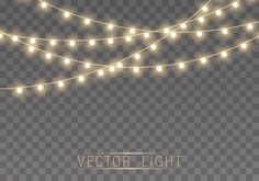 a string of lights on a transparent background with the effect of christmas lights and garlands