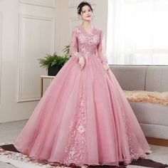 Top Rated NEW Evening Formal Party Ball Gown Prom Bridesmaid Poncho Acting Dress SMFS0094, Fashion Women's Dresses Rococo Dress, Long Sleeve Ball Gowns, Cinderella Dresses, Quinceanera Dress, Floral Gown, Pageant Dress, Ball Gowns Prom, Color Rosa