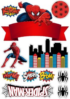 the spider man stickers are on display in this image, and it's all different