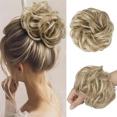 FESHFEN Messy Hair Bun Hair Pieces Wavy Curly Large Hair Bun Scrunchies Messy Bun Hair Piece, Curly Bun, Thicker Fuller Hair, Bun Hair Piece, Hairpieces For Women, Monofilament Wigs, Messy Bun Hairstyles, Wavy Curly Hair, Bun Hair