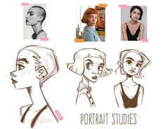 some people with different facial expressions and hair styles are depicted in this drawing style illustration