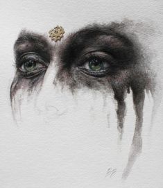 an artistic painting of eyes with tears on them