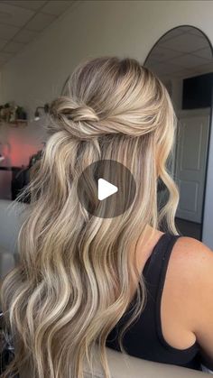 breanna cohoon on Instagram: "easy half up hairstyle 🫶🏼 
.
.
.
#hairtutorial #hairstyle #style #weddinghair #bridalhair #bridesmaidhair #weddinginspo #fallhairstyles #fallhair #halfuphairstyle" Extensions Half Up Half Down, Effortless Half Up Half Down Hair, How To Half Up Half Down Wedding Hair, Partially Up Hairstyles, Bridal Hair Medium Length Down, Wavy Hair Half Up, Simple Formal Hairstyles For Long Hair, Half Up Half Down Hair With Bun, Beach Wedding Hair Half Up