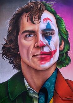 a painting of the joker with his face painted