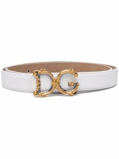 White leather DG-logo leather belt from DOLCE & GABBANA featuring logo buckle fastening, adjustable fit and curved tips. | Dolce & Gabbana logo leather belt Accessories 2022, Dolce Gabbana Belt, Dg Logo, Character Inspired Outfits, Luxury Belts, Designer Belt, Lv Belt, Designer Belts, White Belt