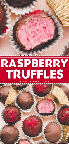 These best raspberry truffles are perfect to your list of Valentine's Day dessert ideas! An easy truffles recipe that features Truffles filled with a soft raspberry flavored white chocolate ganache and coated with thick dark chocolate. Try this homemade treat! Raspberry Truffles Easy, Dark Chocolate Raspberry Truffles, Dark Chocolate Raspberry Cookies, Raspberry Fudge Recipe, Raspberry Truffles Recipe, Raspberry Bonbons, Haunted Chocolatier, Raspberry Truffle Cheesecake, Valentine Truffles