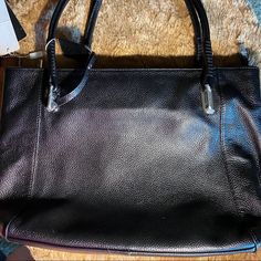 Nwt, Genuine Leather. Long Shoulder Strap, Can Use This Bag As A Shoulder Bag Or A Crossbody. Designer Bag Is 11.7”L X 14.82”H X 10.53” W Everyday Shoulder Bag With Silver-tone Hardware And Faux Leather, Everyday Faux Leather Shoulder Bag With Silver-tone Hardware, Elegant Faux Leather Bag With Silver-tone Hardware, Daily Use Faux Leather Bags With Silver-tone Hardware, Black Faux Leather Bag With Silver-tone Hardware, Crossbody Designer Bag, Designer Bag, Shoulder Handbag, Shoulder Handbags