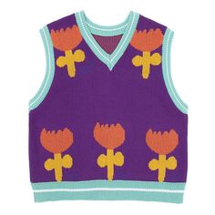 Buy VINTAGE AESTHETIC CLOTHES / 90s CLOTHES / 90s OUTFITS/ 90s AESTHETICS – Page 2 – Boogzel Apparel Vest Sweaters, Oversized Knitwear, Flower Knit, Colorful Vest, Costume Bags, Color Cartoon, Cartoon Flower, Egirl Outfits, Vest Sweater