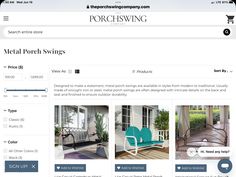 the porch swing website is displayed on an ipad