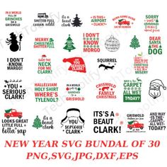 new year svg bundle of 30 christmas sayings