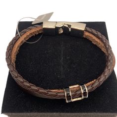 Leather Brown Strapped Silver Latch Bracelet New With Tags! #Leather Bin #3 Lucky Charm Bracelet, Tiffany Earrings, Wooden Bangle, Open Cuff Bracelet, Bow Bracelet, Swarovski Crystal Bracelet, Sterling Silver Charm Bracelet, Silver Chain Bracelet, Bracelets Handmade Beaded