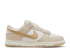 Wmns Dunk Low 'Gold Swoosh' - Nike - DX5930 001 - phantom/metallic gold/sanddrift/sail | Flight Club Preppy Nikes, Champagne Sneakers, Gold Nike Shoes, Nike Dunks Low, Wmns Dunk Low, Summer Collection Men, Dunks Low, Jordan Yeezy, Flight Club