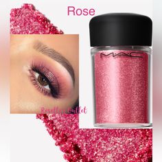 Mac Rose Glitter Brilliant 0,15 Oz New In Box. A Concentrated Loose Colour Powder Used For A Wash Of Colour Or A More Intense Look. Mac Cosmetics Eyeshadow, Mac Pigment, Rose Glitter, Mac Eyes, Makeup Mac, Single Eyeshadow, Pigment Eyeshadow, Mac Eyeshadow