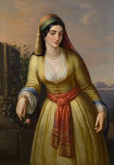 Byzantine Fashion, Historical Outfits, Greek Dress, Turkish Clothing, Empire Ottoman, Greek Women, Historic Fashion, Historical Painting, Arabic Art