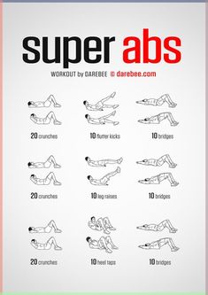 the super abs workout poster shows how to do an exercise with one arm and two legs