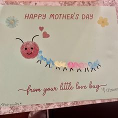 a mother's day card with a lady bug on it