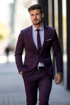 Plum Suits For Men, Dark Purple Suits For Men, Colorful Suits Men, Purple Suit Men, Groomsmen Attire Purple, Purple Suits For Men, Coat Pant For Men Suits Wedding, Two Piece Suit For Men, Purple Prom Suit