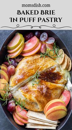 This baked Brie features buttery melted Brie cheese and fig jam encased in flaky puff pastry. It makes the perfect appetizer for your next party, movie night, or holiday!