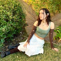 Fairycore Aesthetic Outfits Casual, Grunge Fairy Costume, Forest Fairy Aesthetic Clothes, Forest Fairy Outfit, Grunge Fairycore Outfits, Fairy Grunge Outfit, Fairy Core Outfits, Fairycore Outfit, Fairy Grunge Aesthetic