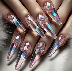 nail arts 💅 Crystal Nail Designs, Glamgoth Nails, Nails Diamonds, Diy Rhinestone Nails, Ballerina Acrylic Nails, Artistic Nails, Bling Nail Art, Disney Acrylic Nails, Glass Nails Art