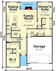 the floor plan for this house shows the garage and living area, as well as the bedroom