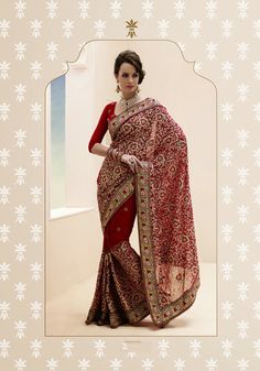 USD 99.36 Maroon Resham Work Faux Georgette Wedding Saree  32448 Bridal Sari, Latest Indian Saree, Bridal Mehendi Designs, Indian Party Wear, Indian Sarees Online, Utsav Fashion, Designer Sarees Online