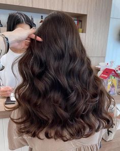 Loose Wave Perm Long Hair, Japanese Digital Perm Long Hair, Perm Types Waves, Wavy Perm Long Hair, Asian Hair Perm, Burnette Hair, Curly Asian Hair, Korean Wavy Hair, Korean Perm