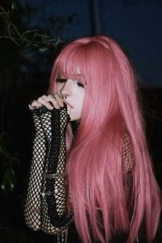 Pink Hair Goth Aesthetic, Alternative Pink Hair, Pink Hair On Brown Hair, Smoky Pink Hair, Goth Hair Dye, Pink Hair Goth, Vibrant Pink Hair, Pastel Goth Hair, The Dark Aesthetic