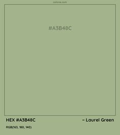 a green square with the words hex asb8bc and laurel green on it