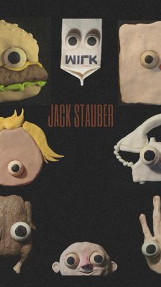 an advertisement for the movie jack stauber with fake eyes and hands in front of them