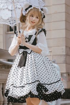 Cute Polka Dot Dress With Ruffles, Style Types, Harajuku Girls, Baby The Stars Shine Bright, Suspender Dress, Japanese Street Fashion, Sweet Lolita, Harajuku Fashion, Lolita Dress