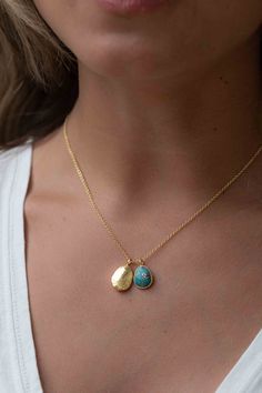 "》D E T A I L S《 ✦ M E T A L : Gold Plated 18k ✦ S T O N E S : Copper Turquoise, Labradorite or Moonstone Necklace Length: 16 inches + 2 inches extension  ✧ Please note natural gemstones are unique and may vary in shape or color. ✧ 》✦  S A V E  *  B U Y  *  M O R E  ✦《 Use the code \"MARESIA2\" and get 10% OFF when you buy 2 items. Use the code \"MARESIA3\" and get 15% OFF when you buy 3 or more items. 》 P A C K A G I N G 《 Your jewelry will be nicely packaged. If one or more items are gifts, please leave us a note at checkout and we'll pack them separately. We would be happy to send your personal note with it. 》 O U R  *  Q U A L I TY 《 Our jewelry is made with love ღ and high quality metals that are meant to stand the test of time. Sterling Silver jewelry is water safe. Once jewelry has Gold Teardrop Jewelry With Moon Charm, Gold Teardrop Moon Charm Jewelry, Turquoise Necklace With Coin Pendant As A Gift, Turquoise Jewelry With Moon Charm For Gift, Gold Jewelry With Moon Charm, Celestial Style Gold Necklace With Natural Stones, Celestial Gold Necklace With Natural Stones, Gold Oval Jewelry With Moon Charm, Celestial Turquoise Necklaces As Gift