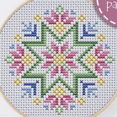 a cross stitch pattern on a white background with the words party written in different colors