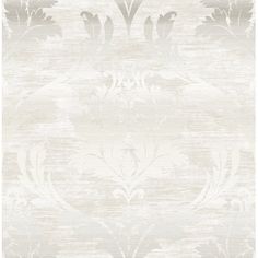 a white and grey wallpaper with an ornate design