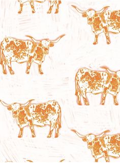 an orange cow pattern on a white background