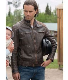 Rugged Long Sleeve Biker Jacket For Winter, Fitted Long Sleeve Leather Jacket For Outdoor, Rugged Leather Jacket With Long Sleeves For Spring, Rugged Long Sleeve Biker Jacket For Outdoor, Green Lantern Justice League, Ty Borden, Heartland Tv Show, Graham Wardle, Heartland Tv