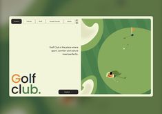 the golf club website homepage is displayed on a computer screen, with an image of a man playing golf