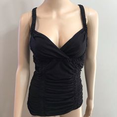 Nwt Anthropologie Deletta Ruched Racerback Tank Top Blouse Black Sz S. Cotton, Modal Approx Measurements Laying Flat Armpit To Armpit 14” Length Chic Black Tankini With Built-in Bra, Black Ruched Tank Top For Summer, Chic Stretch Ruched Tankini, Chic Ruched Stretch Tankini, Black Sleeveless Ruched Top, Black Ruched Sleeveless Top, Chic Black Ruched Tank Top, Casual Black Tankini With Built-in Bra, Casual Fitted Tankini With Built-in Bra