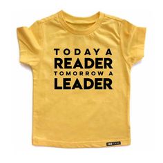 TODAY A READER Yellow Short Sleve Kids T-shirt FABVOKAB Yellow T-shirt For School In Summer, Yellow T-shirt For School, Yellow Letter Print Top For School, Yellow Summer T-shirt For School, Yellow Letter Print T-shirt For School, Fun Yellow T-shirt With Letter Print, Playful Pre-shrunk Yellow T-shirt, Yellow Graphic Tee With Funny Text, Yellow Cotton T-shirt For School