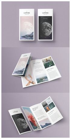 three different views of the same page in an open magazine or brochure, each with