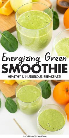 green smoothie Smoothie For Energy, Quick Breakfast Smoothies, Healthy Egg Muffins, Healthy Nutritious Breakfast, Smoothie With Spinach, Smoothie Spinach, Egg Muffins Healthy, Easy Breakfast Smoothies, Energizing Breakfast