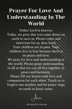 prayer for love and understanding in the world