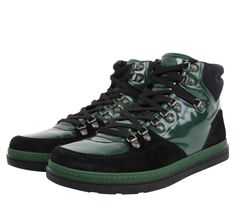 Black suede with dark green leather detail Padded mesh back Trekking rubber sole Original Gucci shoe box, tags, and authenticity card included Made in Italy Gucci High Top Sneakers, Gucci Mens Sneakers, Gucci High Tops, Gucci Shoe, Fendi Shoes Sneakers, Gucci Sneakers, Leather Detail, Fendi Shoes, Dior Shoes