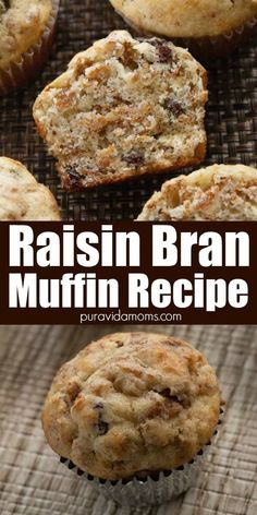 raisin bran muffin recipe with text overlay